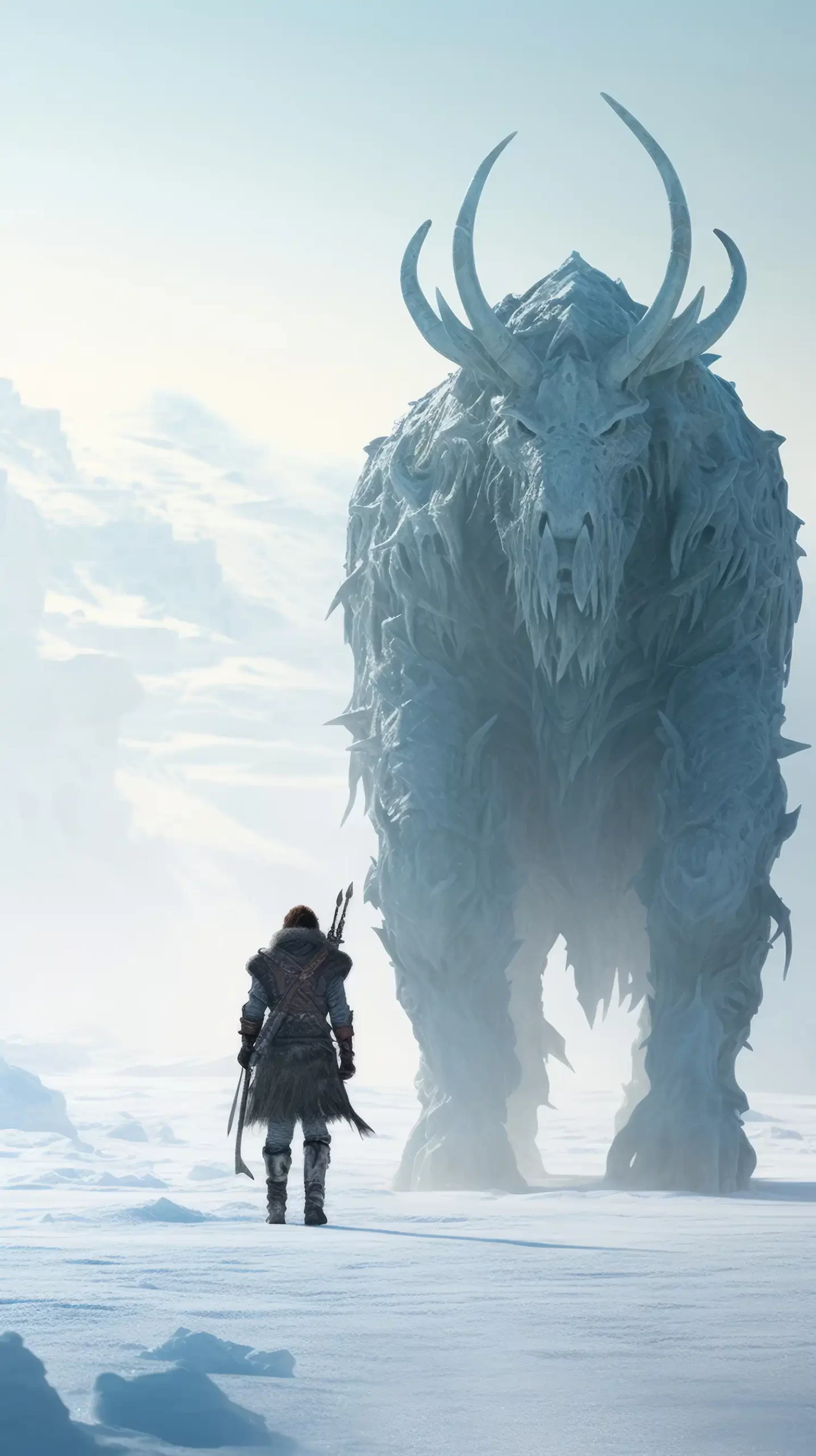A fiction creature in a ice, a video game scene of Evovise company