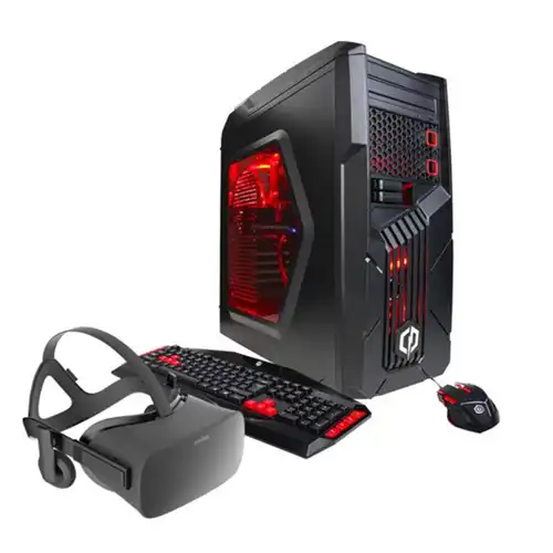 PC-based VR setup with a virtual reality headset connected to a computer, showcasing immersive digital experiences, designed by Evovise for cutting-edge VR innovation